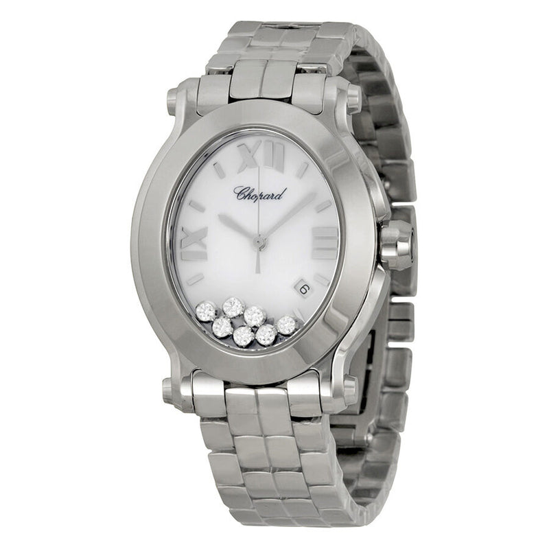 Chopard Happy Sport Floating Diamond White Dial Stainless Steel Ladies Watch #278546-3003 - Watches of America