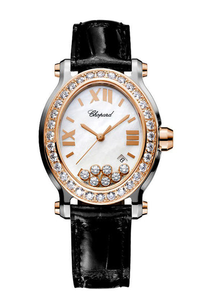 Reloj Chopard Happy Sport con diamantes flotantes en oro rosa de