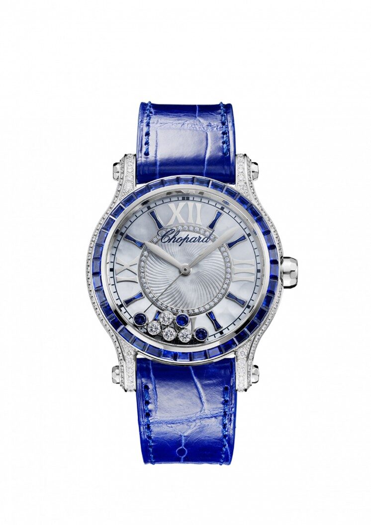 Chopard Happy Sport Mother of Pearl Dial with Diamonds and Sapphires Ladies Watch #274891-1003 - Watches of America