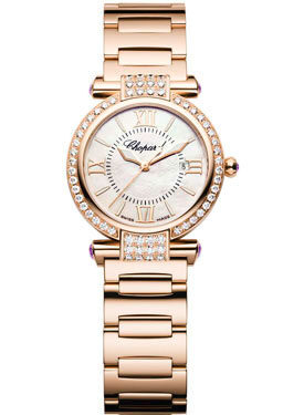 Chopard Imperiale Diamond Mother of Pearl Dial 18 kt Rose Gold Ladies Watch #384238-5004 - Watches of America