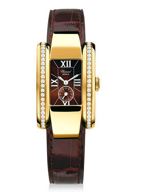 Chopard La Strada Diamond Brown Dial 18 kt Yellow Gold Ladies Watch #416914-0001 - Watches of America