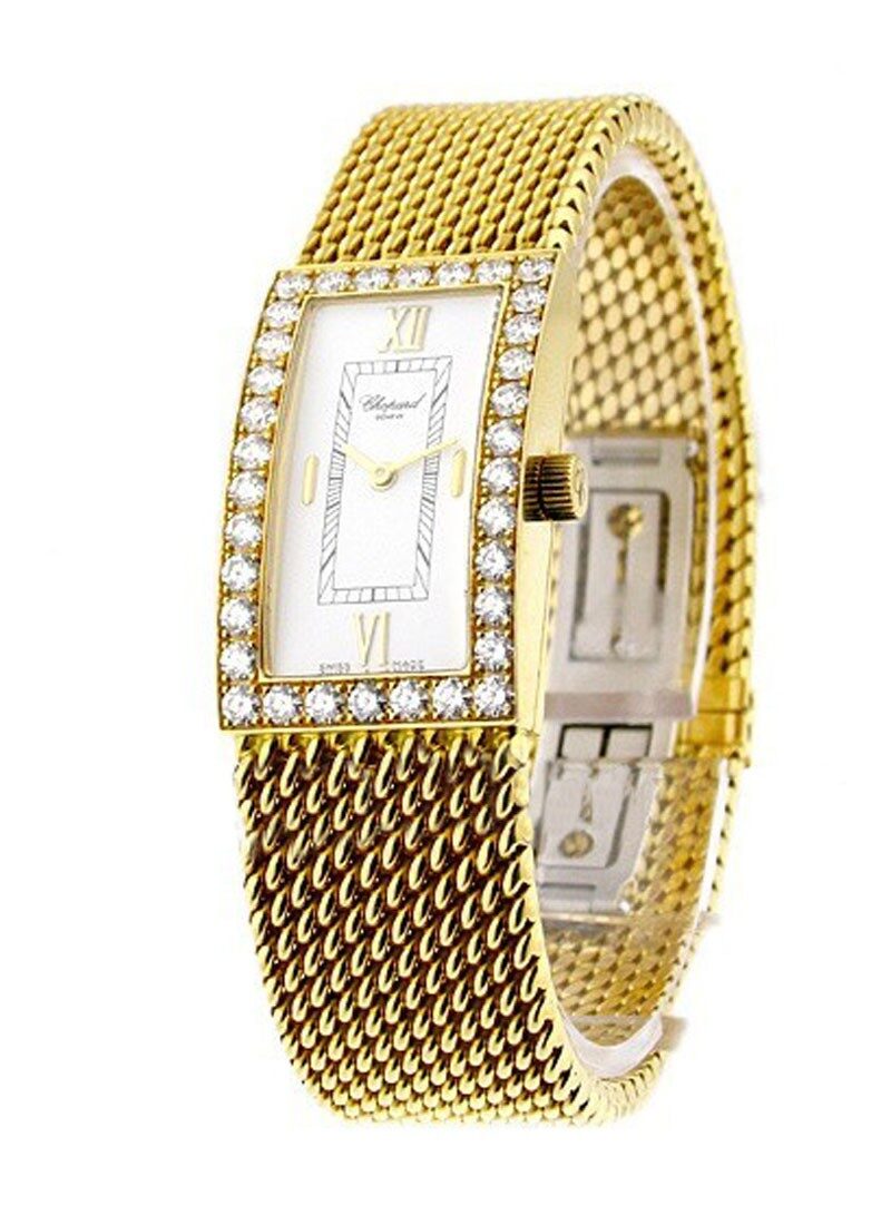 Chopard Les Classiques Rectangular White Dial Yellow Gold Bracelet #106872-0001 - Watches of America