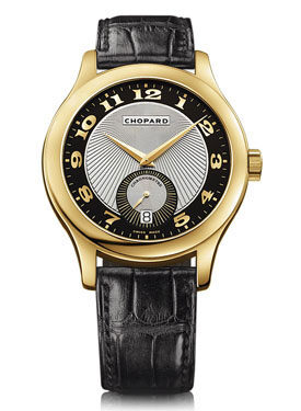 Chopard L.U.C. Classic Black and Silver Guilloche Automatic 18 kt Yellow Gold Men's Watch #161905-0001 - Watches of America