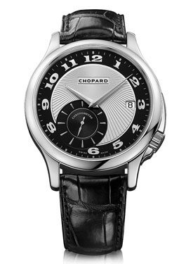 Chopard L.U.C Classic Twist Silver and Black Dial Black Leather Men's Watch #161888-1001 - Watches of America