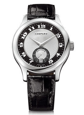 Chopard L.U.C. Quattro Mark II Automatic Black and Silver Guilloche 18 kt White Gold Men's Watch #161905-1001 - Watches of America