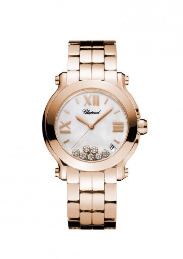 Chopard Mother Of Pearl Dial 18kt Rose Gold Floating Diamonds Ladies Watch #277472-5002 - Watches of America