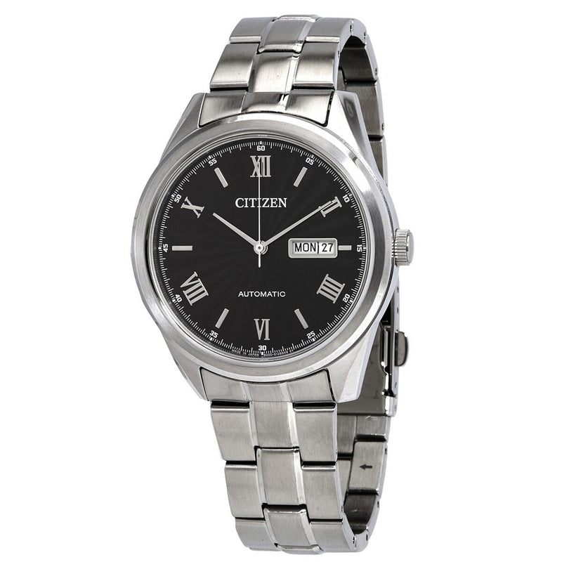 Citizen Automatic Day Date Black Dial Stainless Steel Men's Watch #NH7510-50E - Watches of America