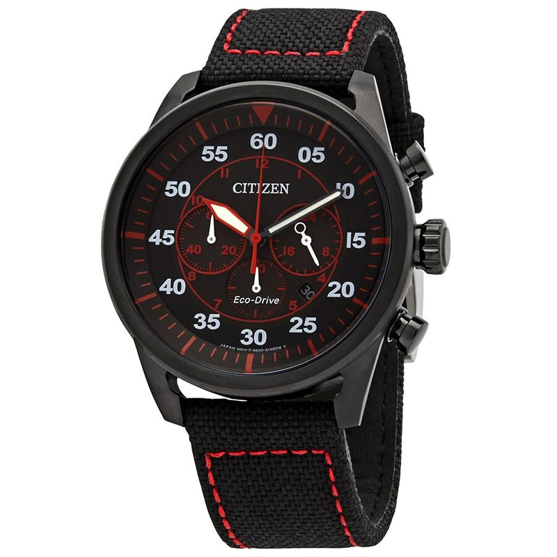 Chronograph Red And Black Citizen Watch Men's Citizen Eco-Drive