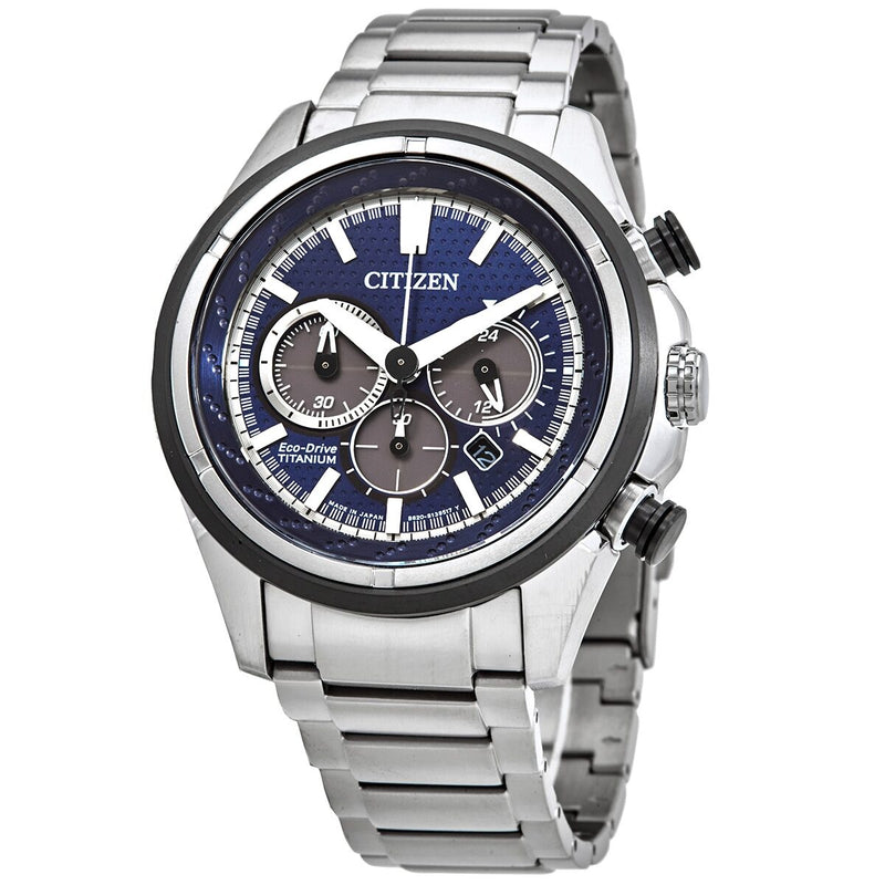 Citizen Blue Dial Eco-Drive Super Titanium Chronograph Watch #CA4241-55L - Watches of America