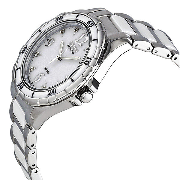 Citizen Ceramic Eco-Drive Diamond White Dial Ladies Watch #EM0030-59A - Watches of America #2
