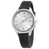 Citizen Chandler Silver Dial Black Silicone Ladies Watch #FE6100-16A - Watches of America