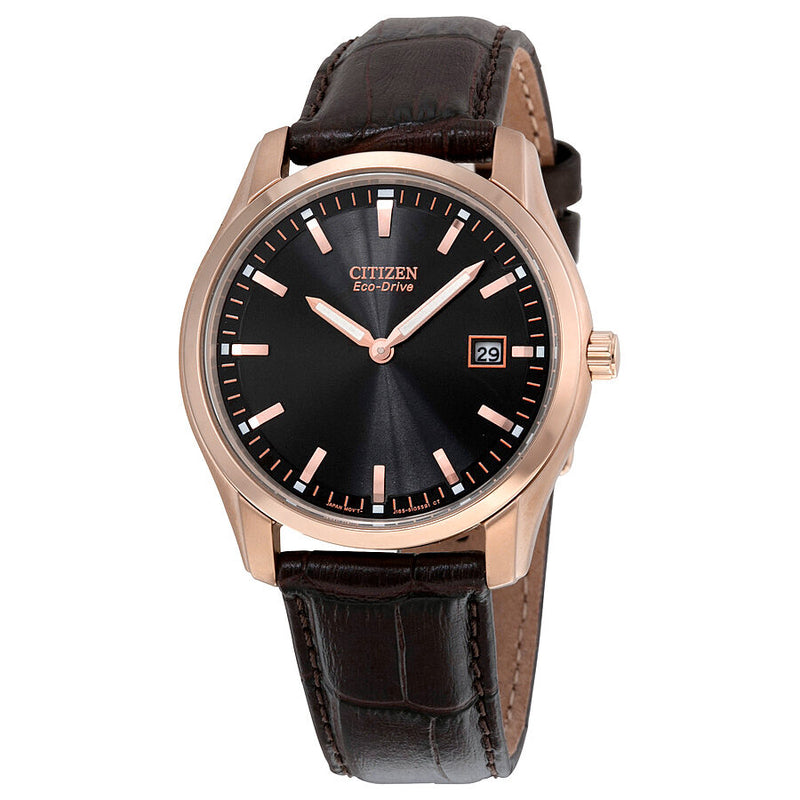 Citizen Eco Drive Black Dial Brown Leather Men's Watch #AU1043-00E - Watches of America