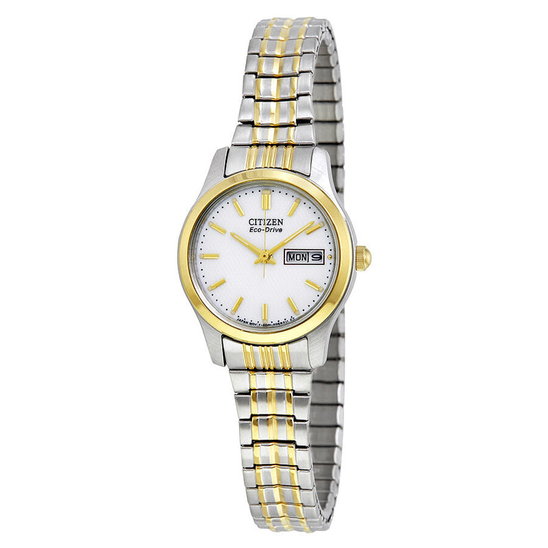 Citizen Eco-Drive Expansion White Dial Two-tone Ladies Watch #EW3154-90A - Watches of America