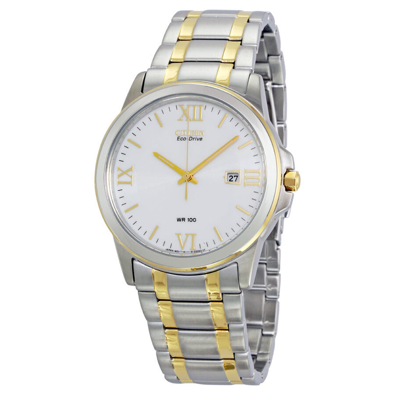 Citizen Eco Drive Silver Dial Two-tone Stainless Steel Men's Watch #BM7264-51A - Watches of America