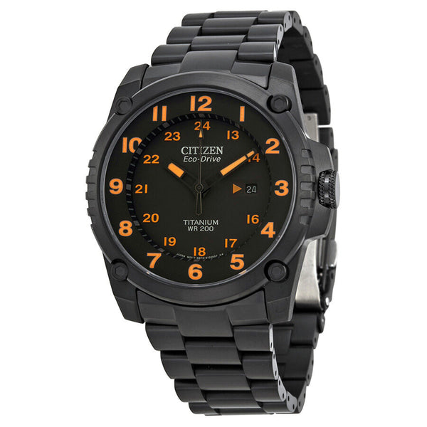 CITIZEN電波ソ−ラ− Eco-Drive 腕時計 ブラック/オレンジ CITIZEN エコドライブ シチズン メンズ腕時計 ソーラー ブラック