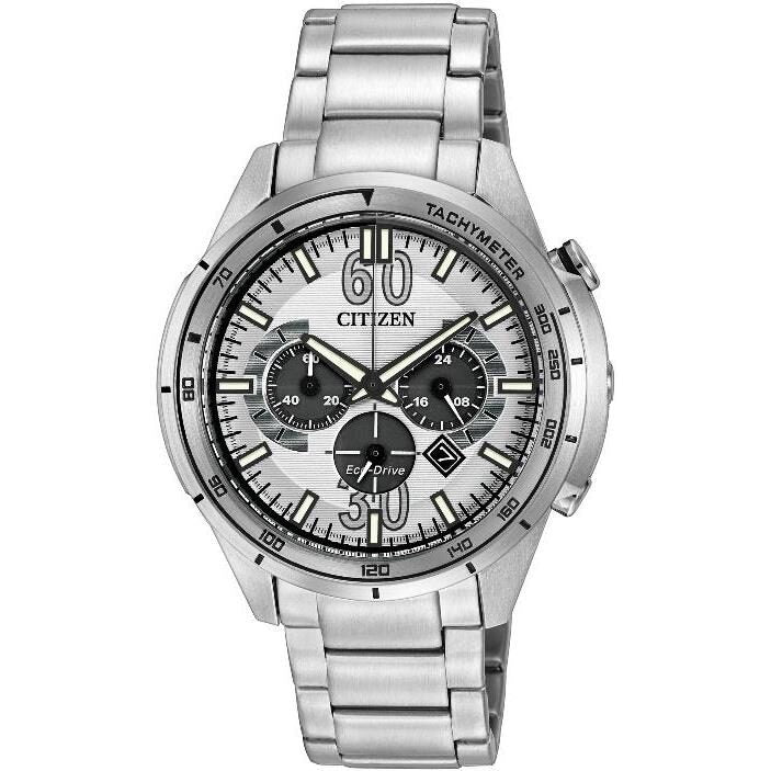 Citizen HTM Eco-Drive Chronograph Stainless Steel Men's Watch #CA4121-57A - Watches of America