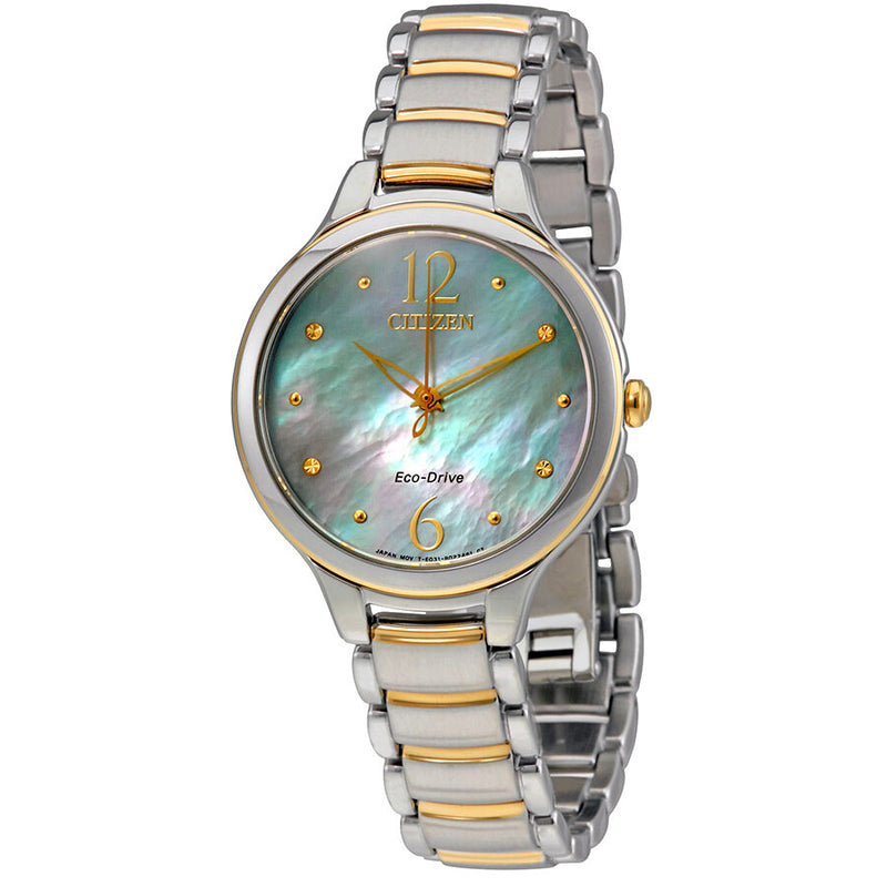 Citizen L Mother Of Pearl Dial Ladies Two Tone Watch #EM0554-58N - Watches of America