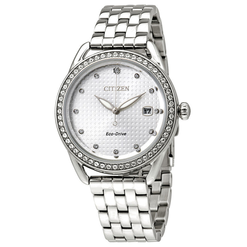 Citizen LTR Silver Dial Crystal Ladies Watch #FE6110-55A - Watches of America