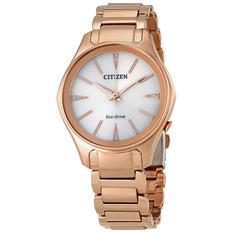 Citizen Modena White Dial Rose Gold-tone Ladies Watch #EM0593-56A - Watches of America