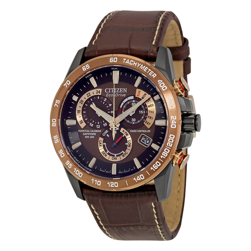 Citizen Perpetual Chrono A-T Dark Brown Dial Men's Watch #AT4006-06X - Watches of America