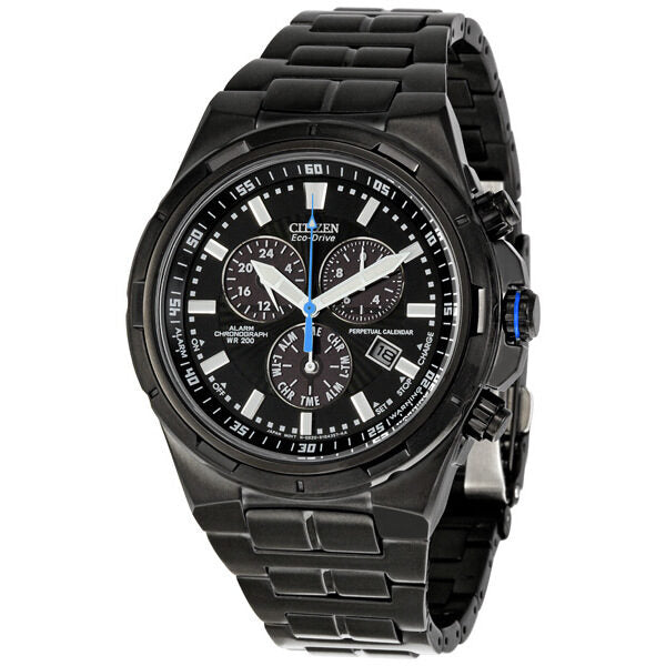 Citizen Perpetual Eco Drive Black Stainless Steel Chronograph Men's Watch #BL5435-58E - Watches of America