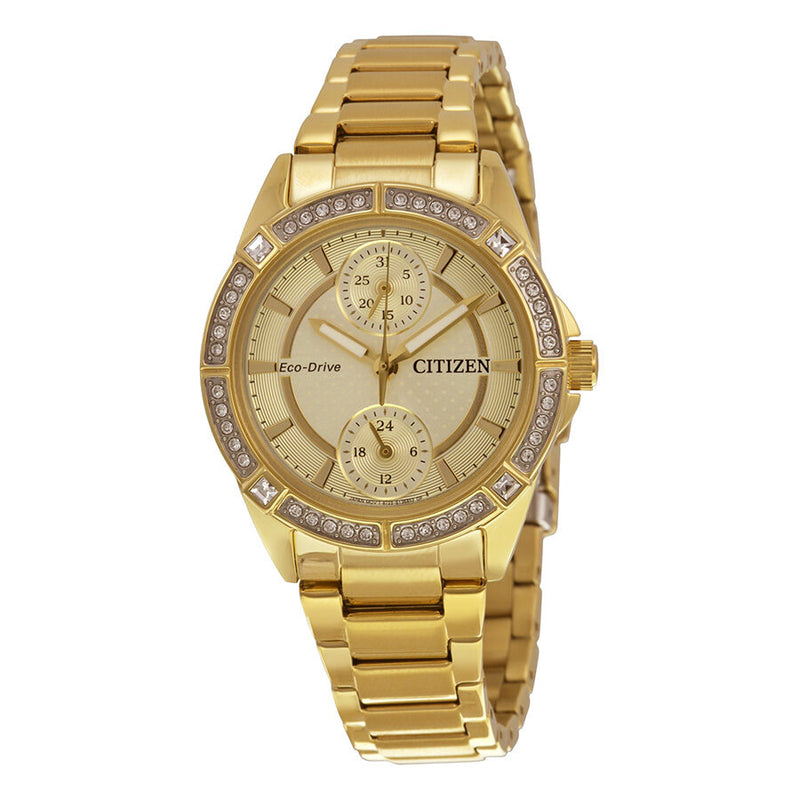 Citizen POV Eco-Drive Champagne Dial Gold-tone Ladies Watch #FD3002-51P - Watches of America