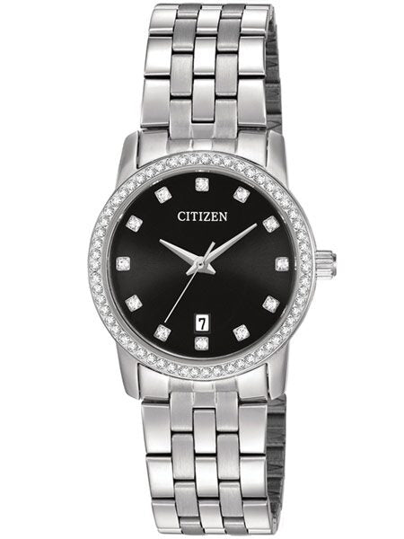 Citizen Quartz Crystal Black Dial Ladies Watch #EU6030-56E - Watches of America