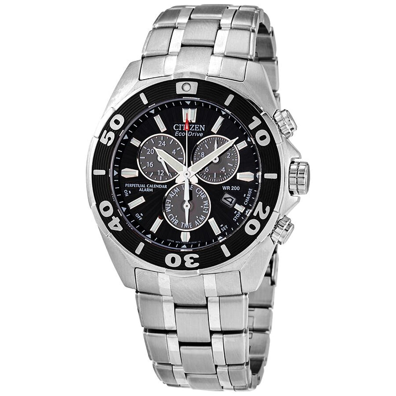 Citizen Signature Perpetual Calendar Eco-Drive Chronograph Black Dial Men's Watch #BL5440-58E - Watches of America