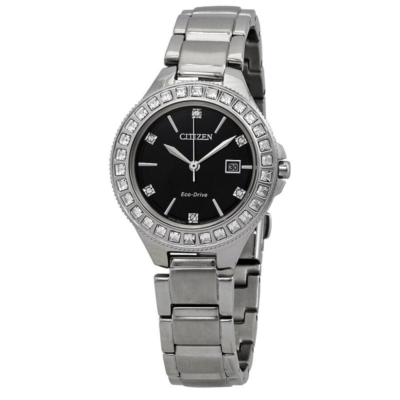 Citizen Silhouette Eco-Drive Black Crystal Dial Ladies Watch #FE1190-53E - Watches of America