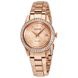 Citizen Silhouette Crystal Eco-Drive Rose Gold-Tone Ladies Watch #FE1123-51Q - Watches of America