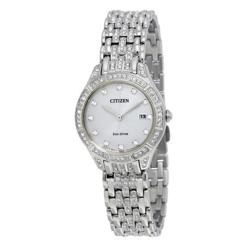 Citizen Silhouette Crystal Silver Dial Ladies Watch #EW2320-55A - Watches of America