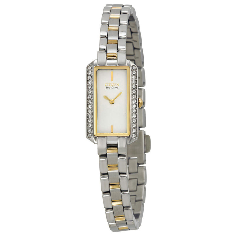 Citizen Silhouette Eco-Drive White Dial Two-Tone Stainless Steel Ladies Watch #EG2784-58A - Watches of America