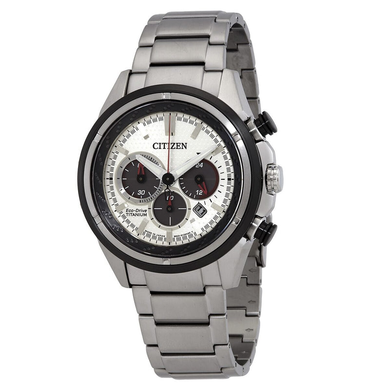 Citizen Silver Dial Eco-Drive Super Titanium Chronograph Watch #CA4241-55A - Watches of America