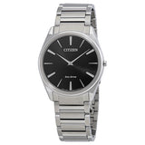 Citizen Stiletto Eco-Drive Black Dial Stainless Steel Men's Watch #AR3070-55E - Watches of America