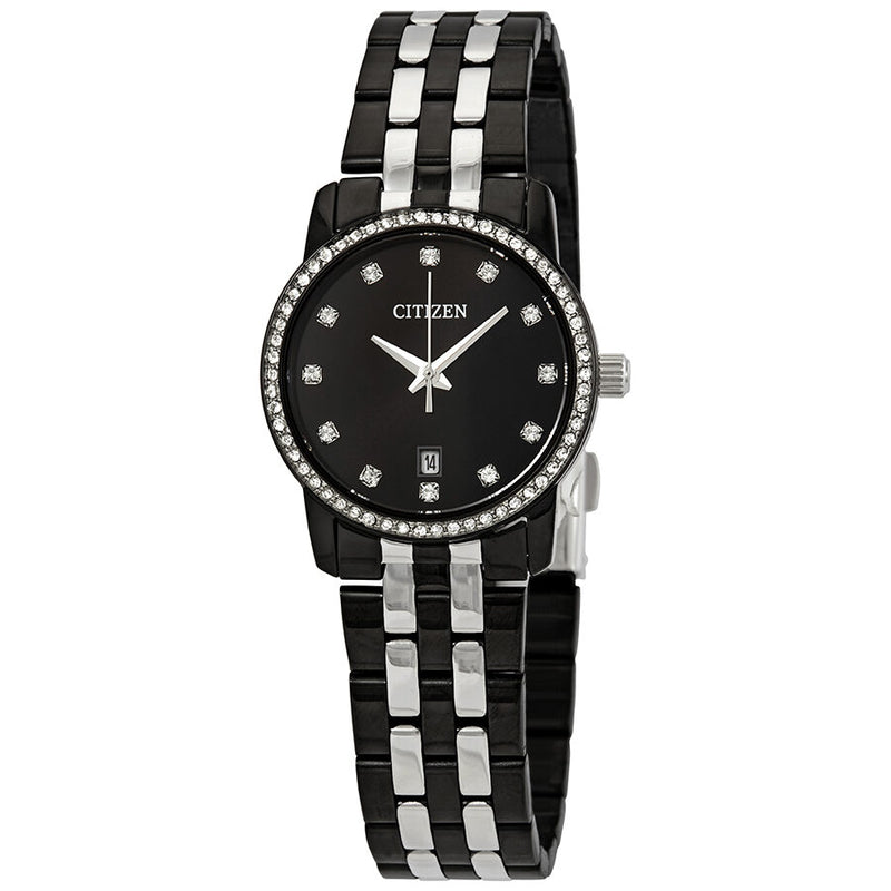 Citizen Swarovski Crystal Black Dial Ladies Watch #EU6037-57E - Watches of America