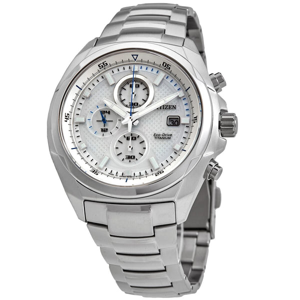 Citizen Titanium Eco-Drive Chronograph Silver Dial Men's Watch #CA0190-56B - Watches of America