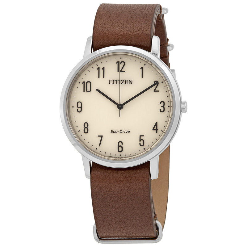 Citizen White Dial Brown Leather Men's Watch #BJ6501-28A - Watches of America