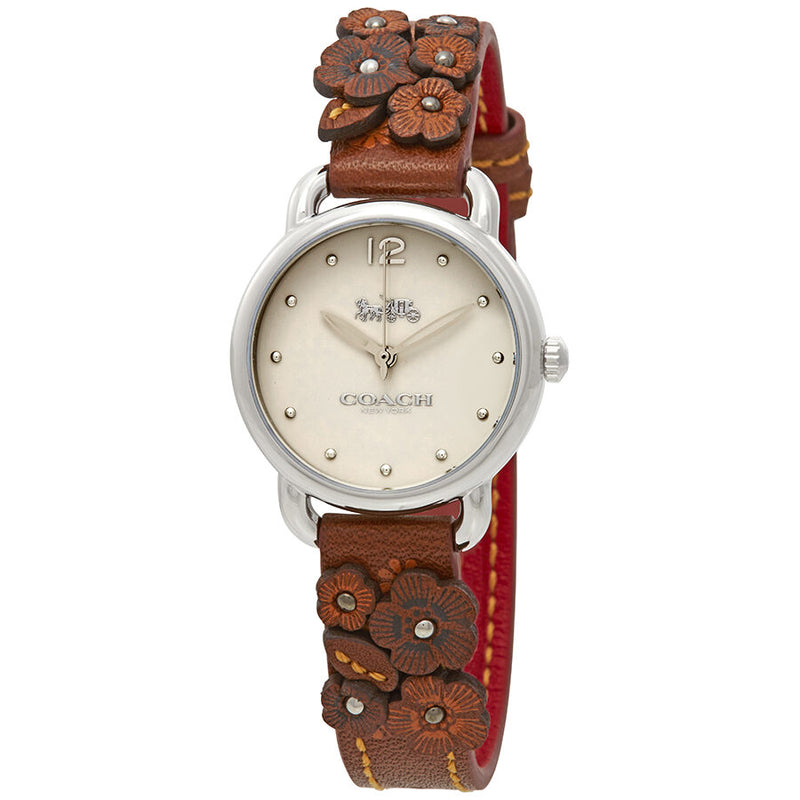 Coach Delancey Beige Dial Brown Leather Ladies Watch 14502761 - Watches of America