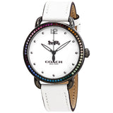 Coach Delancey Crystal White Dial White Leather Ladies Watch 14502888 - Watches of America