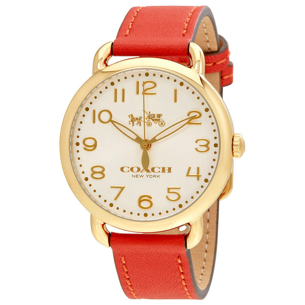 Coach Delancey Ivory Dial Carol Leather Ladies Watch 14502719 - Watches of America