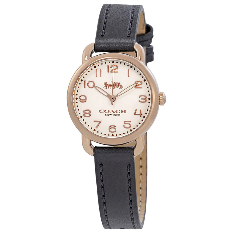 Coach Delancey Ivory Dial Navy Leather Ladies Watch 14502749 - Watches of America