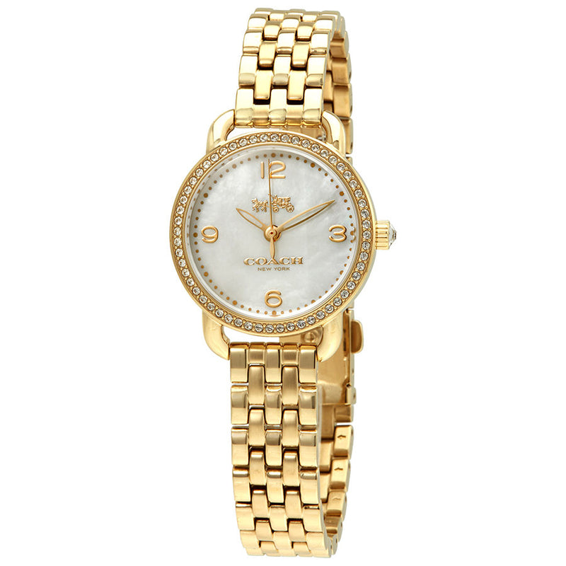 Coach Delancey Mother of Pearl Dial Ladies Gold Tone Watch 14502478 - Watches of America