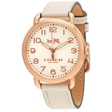 Coach Delancey White Dial White Leather Ladies Watch - Watches of America