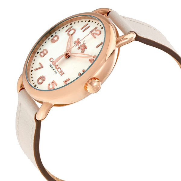 Coach Delancey White Dial White Leather Ladies Watch - Watches of America #2