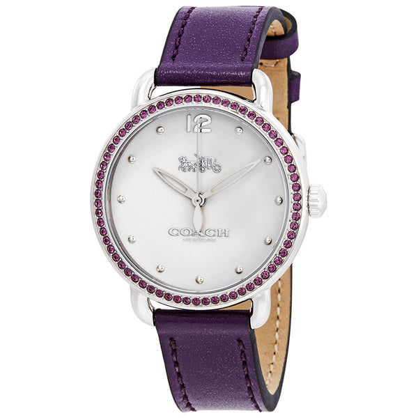 Coach Delancey White Dial Purple Leather Ladies Watch 14502886 - Watches of America