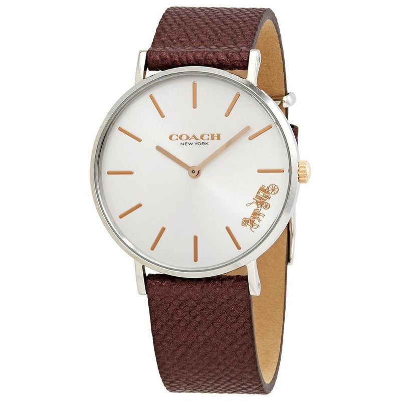 Coach Perry Quartz White Dial Brown Leather Ladies Watch 14503154 - Watches of America