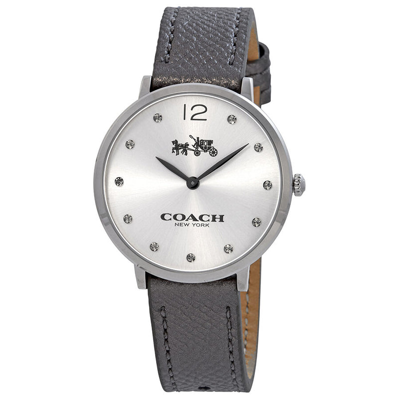 Coach Slim Easton Silver Dial Ladies Leather Watch 14502686 - Watches of America