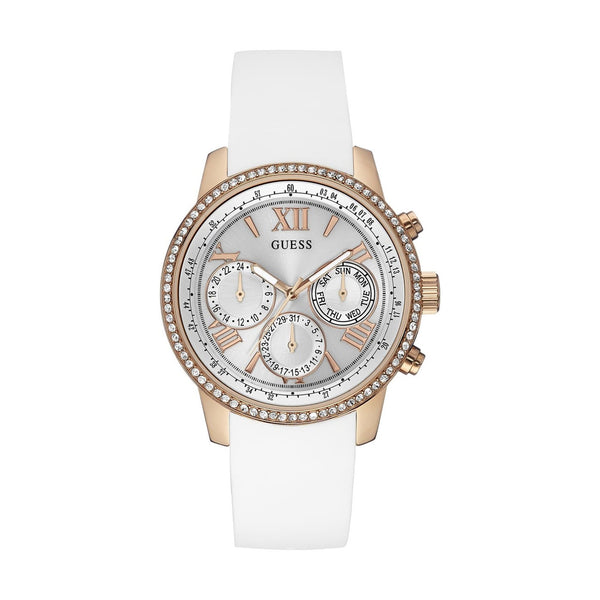 Guess Sport White Silicone Strap Rose Gold Women's Watch  W0616L1 - Watches of America