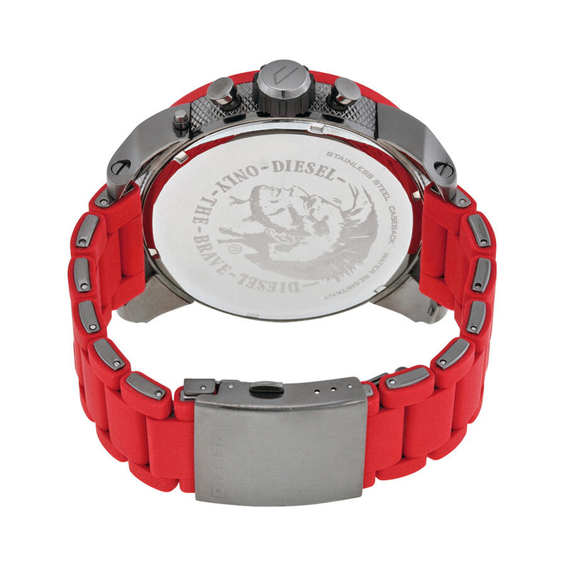 Diesel Daddies Series Chronograph Grey Four Time Zone Dial Red Silicone Men's Watch  DZ7279 - Watches of America #3