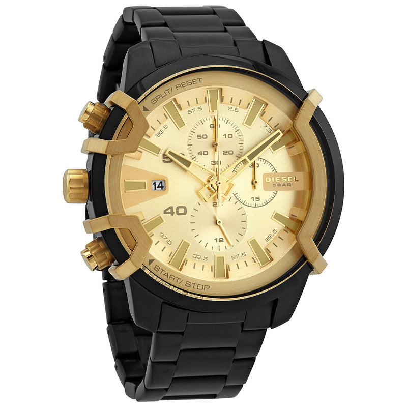 Diesel Griffed Chronograph Quartz Gold Dial Men's Watch #DZ4525 - Watches of America